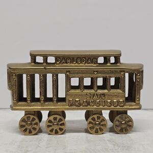 Vintage San Francisco Brass Cable Car Trolley Miniature Paperweight Desk Decor